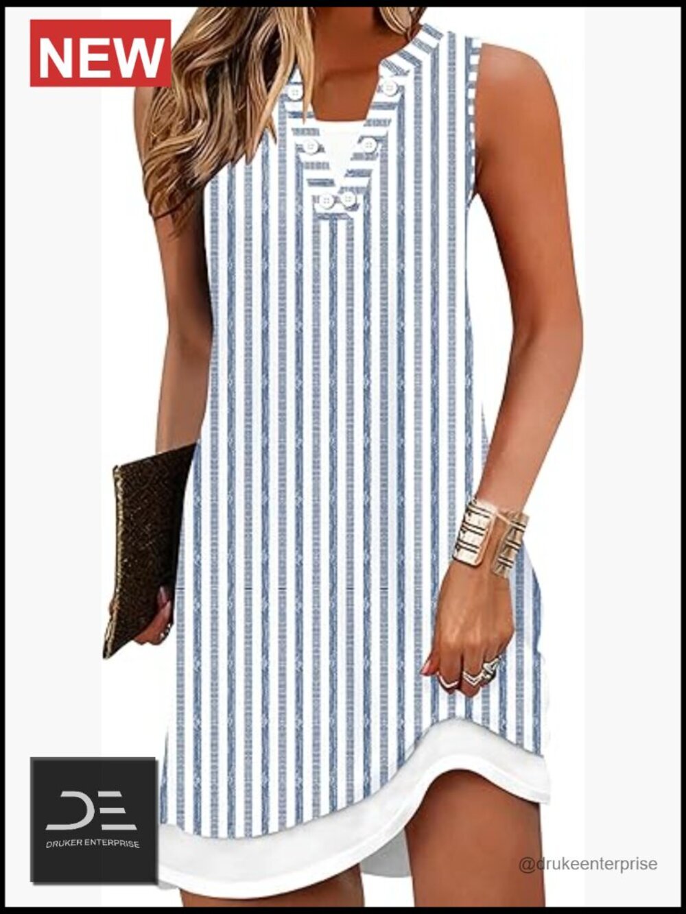 Womens Summer Casual Button Down V Neck Sleeveless Boho Floral Beach Sundress